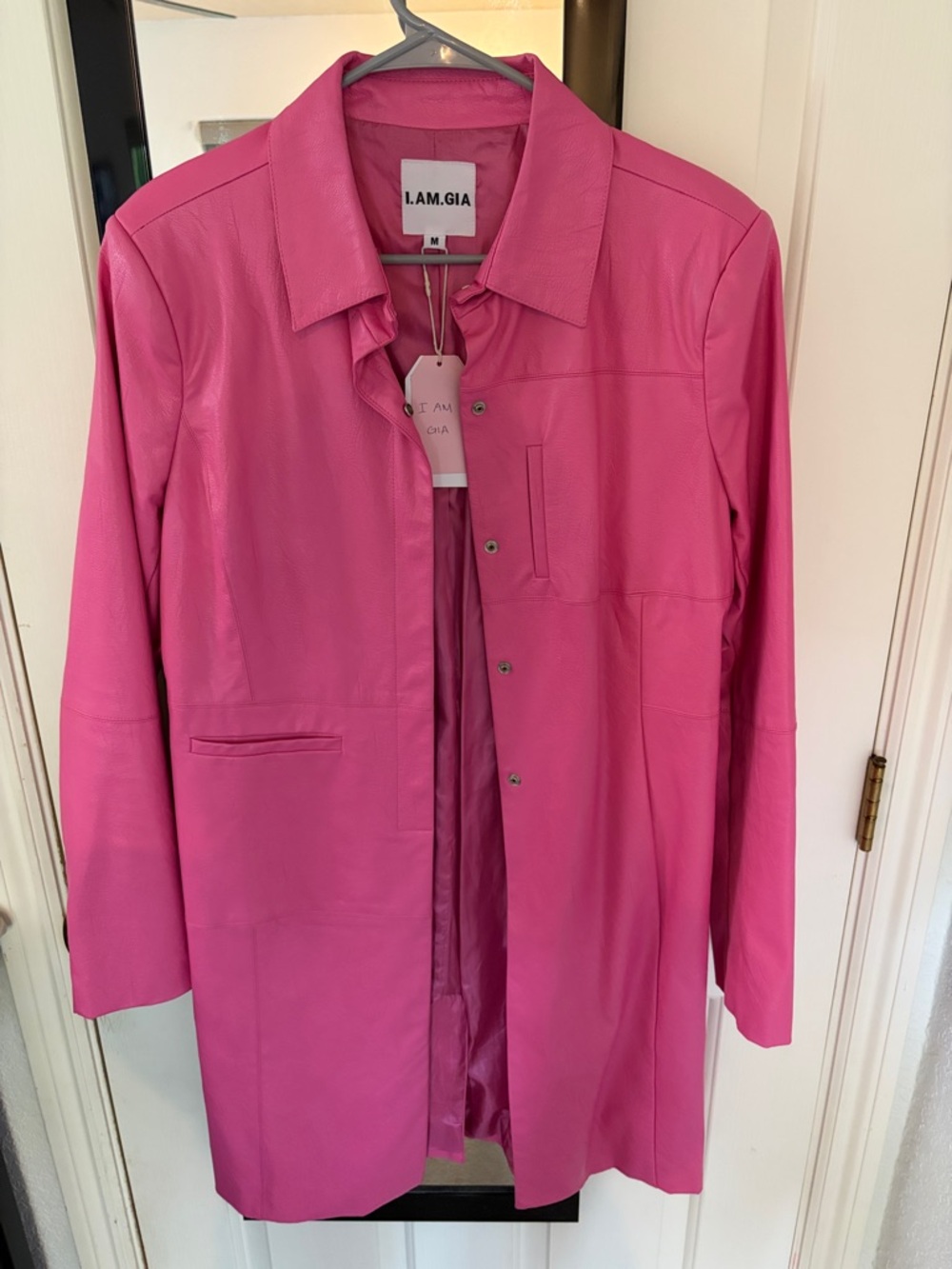 I.AM.GIA Hot Pink Leather Trench Coat